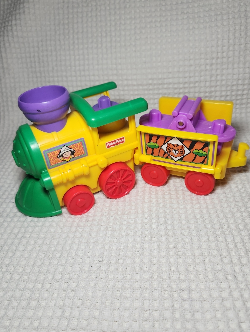 Fisher-Price Yellow & Green Toddler Train Toy Little People Working
